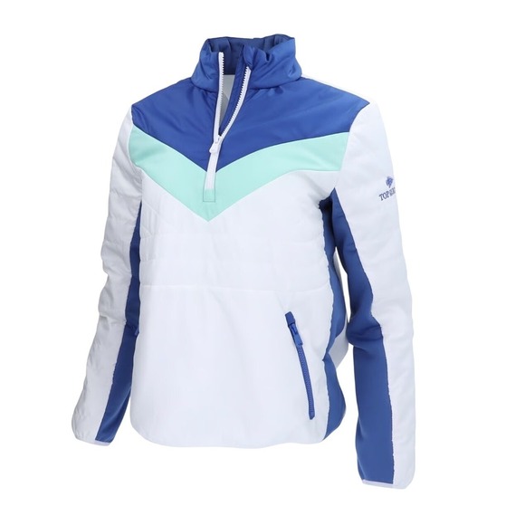 RLX Ralph Lauren Women's White Blue Golf Pullover Jacket Quarter Zip‎ NWT - Picture 2 of 16